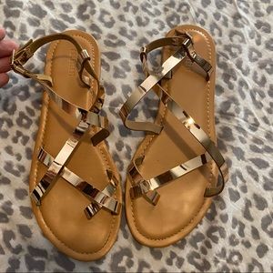 forever 21 wraparound toe rose gold sandals